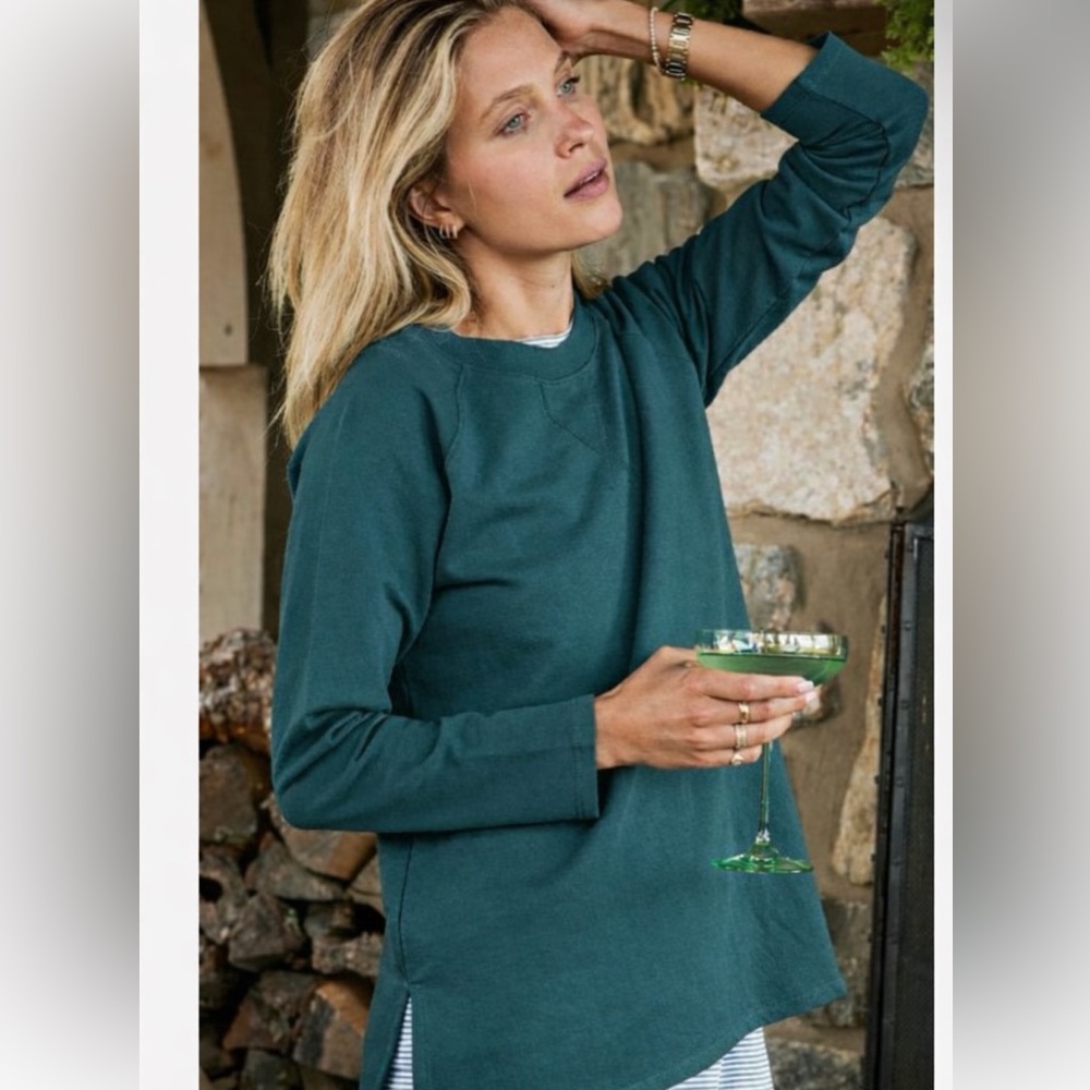 LAKE 100% Cotton Side Slit Lounge Sweater